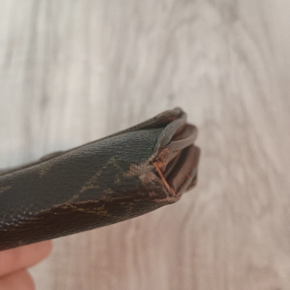 Vintage Louis Vuitton Wallet Card Holder Brown leather Made in France Authentic - Picture 5 of 14